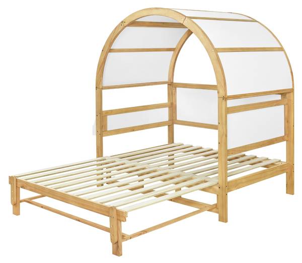 Kinderbett Daisy Braun - Weiß - Kiefer - 162 x 177 x 207 cm