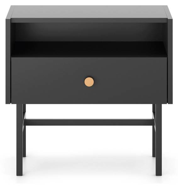 Table de chevet DIVENOS Noir - Acier - Mélamine - 55 x 52 x 39 cm
