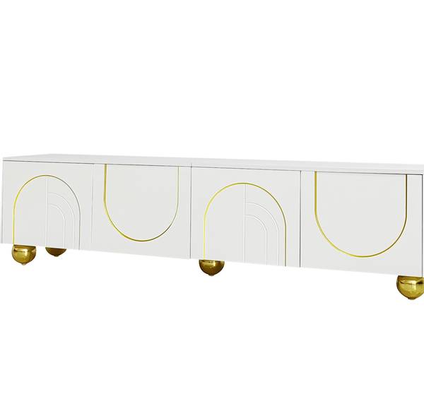 TV-Lowboard DianaBall Ⅱ Weiß - Stahl - 38 x 44 x 170 cm