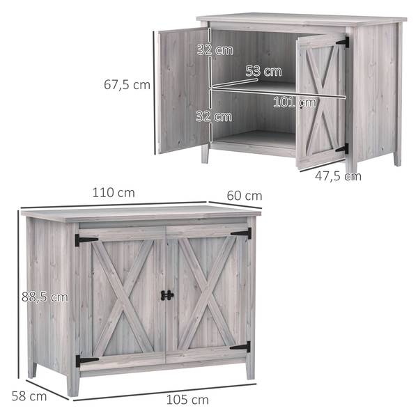 Gartenschrank 84H-178V00LG Grau - Tanne - 60 x 89 x 110 cm