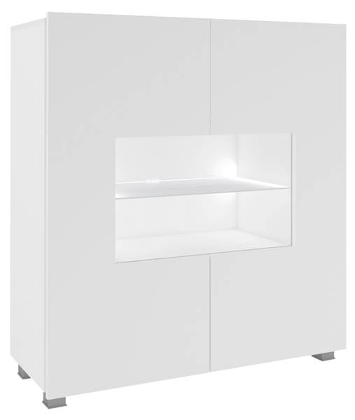 Kommode Calabrini mit LED Hochglanz Cremeweiß - Weiß