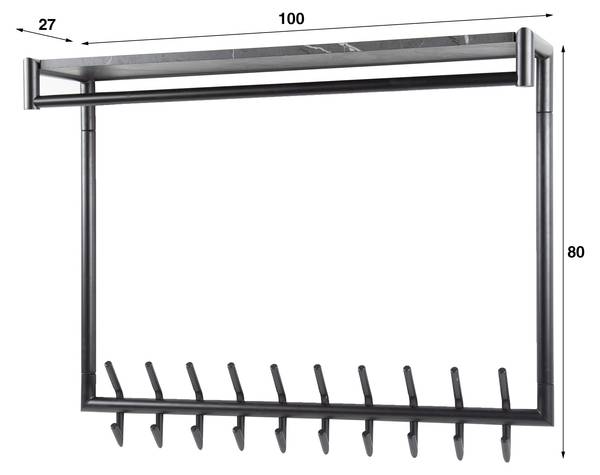 Garderobenständer HOEDE Schwarz - Metall - 100 x 35 x 27 cm