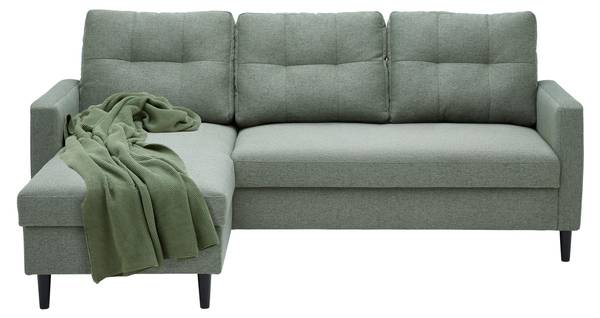 Ecksofa BERGEN Grün - Holzwerkstoff - Metall - Textil - Holz teilmassiv - 192 x 82 x 138 cm