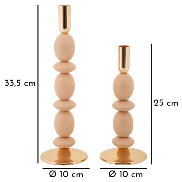 Kerzenhalter Shuttle 2Er Set Pink - Metall - 10 x 34 x 10 cm
