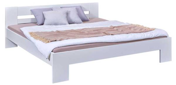 Lit Annik Blanc - En partie en bois massif - 204 x 71 x 186 cm
