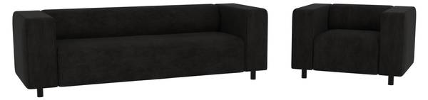 Polstergarnitur 3+1 Mette aus Cord-Stoff Schwarz