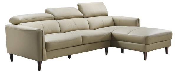 Sofa SALVI Beige - Echtleder - Textil - 179 x 77 x 248 cm