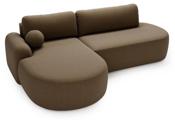 Ecksofa AURIO O Braun - Armlehne davorstehend links - Armlehne beidseitig montierbar - Ecke davorstehend links - Ottomane davorstehend links