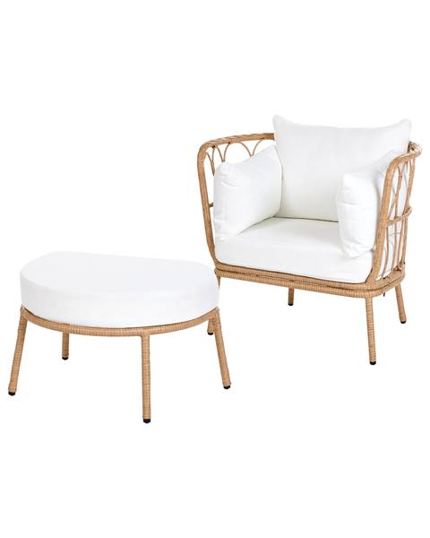 Sessel FONNI 2-tlg Braun - Weiß - Polyester PVC - 75 x 85 x 55 cm
