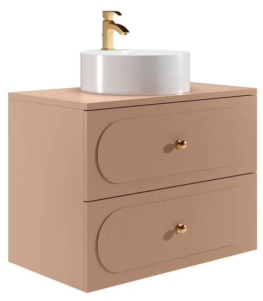 Meuble simple vasque SATOBAL Rose foncé - En partie en bois massif - 46 x 60 x 80 cm