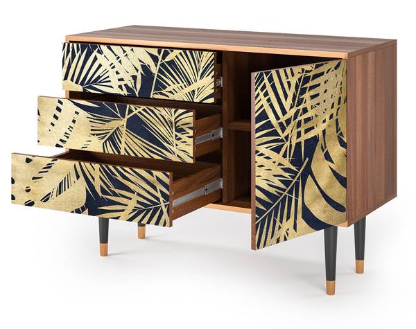Sideboard S3 Walnuss Schwarz - Holzwerkstoff - 115 x 84 x 41 cm