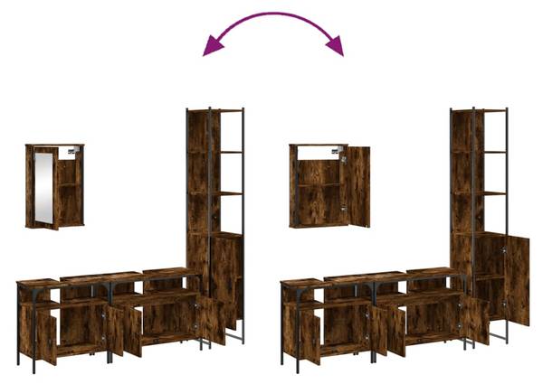 Badmöbel 3033736 4-teilig Braun - Holzwerkstoff - 12 x 60 x 42 cm