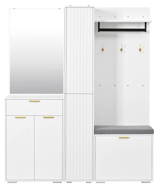 Kledingkastset LucyDiana wit - plaatmateriaal op houtbasis - 36 x 180 x 150 cm