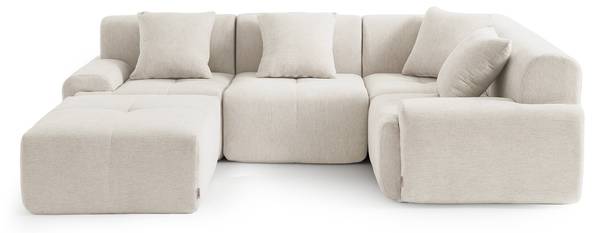 Hoekbank 4-zits met chaise longue MOUS crèmewit