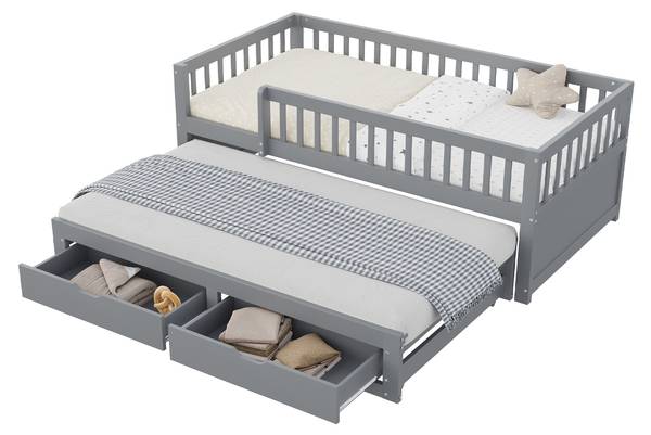 Kinderbett Dioscuri Ⅰ Grau - Breite: 95 cm