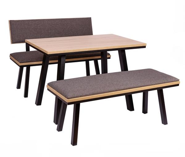 Essgruppe Die Elegante Ti III (3er Set) Schwarz - Eiche Dekor - Steingrau