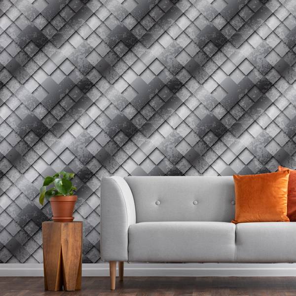 Tapete Abstraktion Muster Beton Mosaik Grau - Fleece - 53 x 1000 x 1000 cm