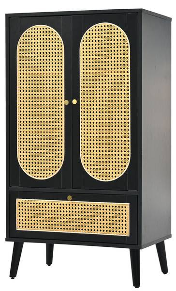 Armoire haute EveRattan Ⅳ Noir - Bois manufacturé - 40 x 111 x 60 cm