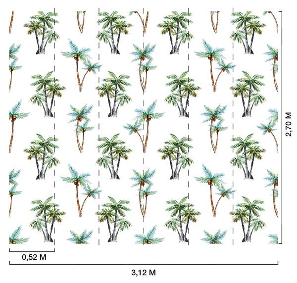 Tapete jungle coconut Grün - Papier - 312 x 270 x 1620 cm