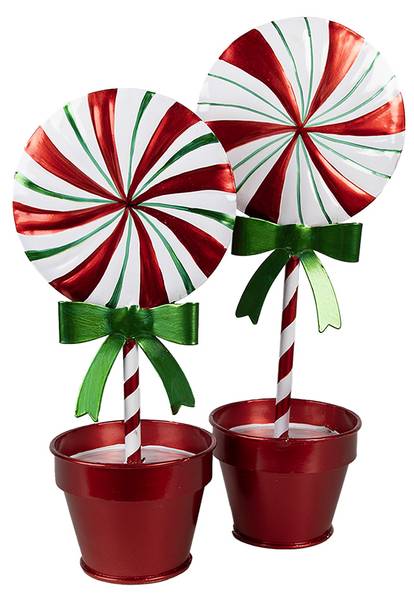 Kerstdecoratie Lolly Xmas&Mari rood - metaal - 9 x 26 x 12 cm