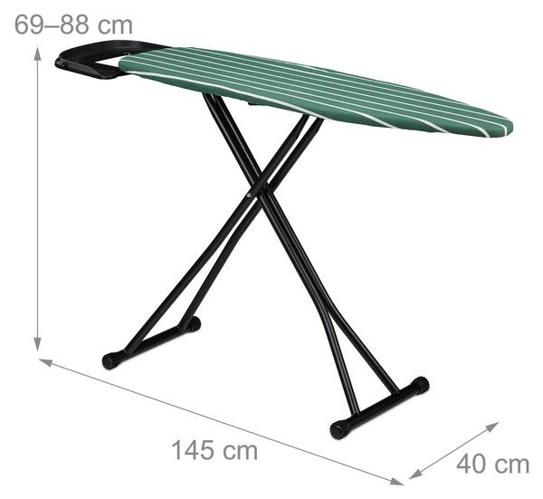 Strijkplank 121 x 39 cm verstelbaar zwart - groen - wit - staal - 145 x 88 x 40 cm