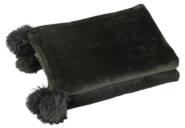 Decke Hotel Chic Schwarz - Kunstfell - 130 x 1 x 170 cm