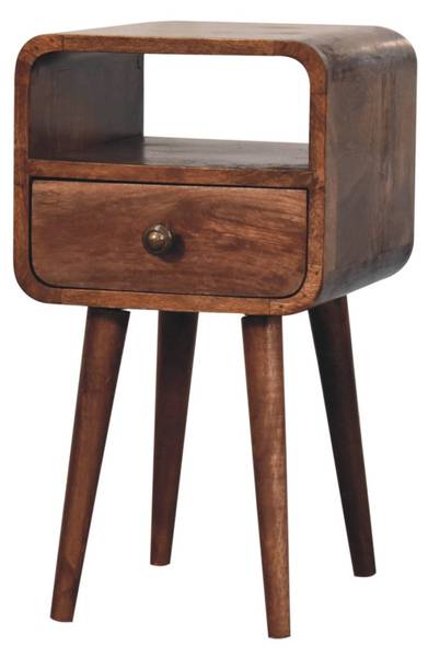 Nachtkastje Savoy bruin - mango - messing - 30 x 55 x 30 cm