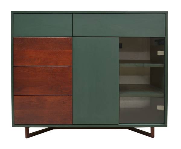Holzkommode mit laminierten Platte NORD Braun - Eiche - 120 x 95 x 45 cm
