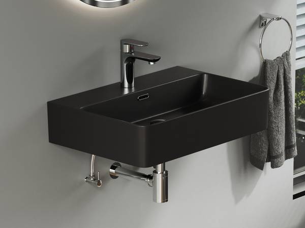 Waschbecken Pure Essence Schwarz - Keramik - 60 x 14 x 42 cm