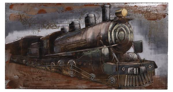 3D-Metallbild Dampflok Metall - 70 x 5 x 140 cm