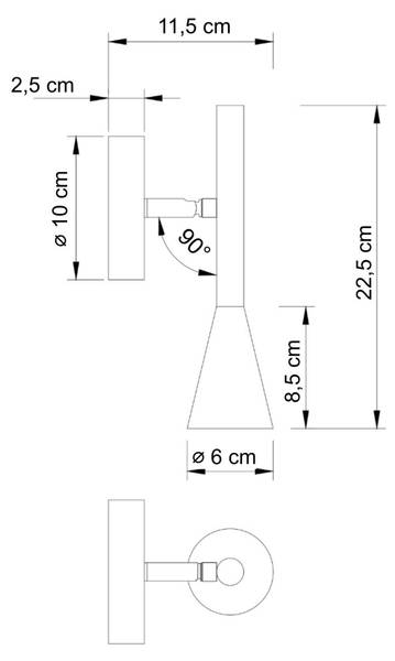 Wandleuchte Holen Gold - Metall - 11 x 22 x 11 cm