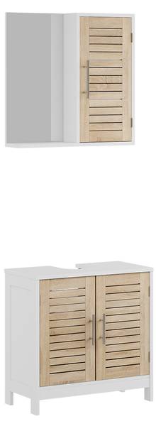 Badmöbel-Set Looma 58456 2er Set Braun - Weiß - Holzwerkstoff - 60 x 60 x 30 cm