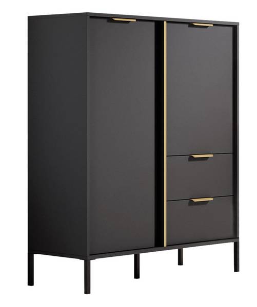 Kommode Lars 2D2S Gold - Grau - Holzwerkstoff - 40 x 123 x 103 cm