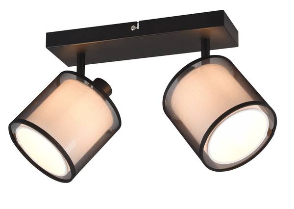 Deckenspot 2 flammig Schirm Schwarz-Weiß Schwarz - Weiß - Metall - Textil - 32 x 19 x 18 cm