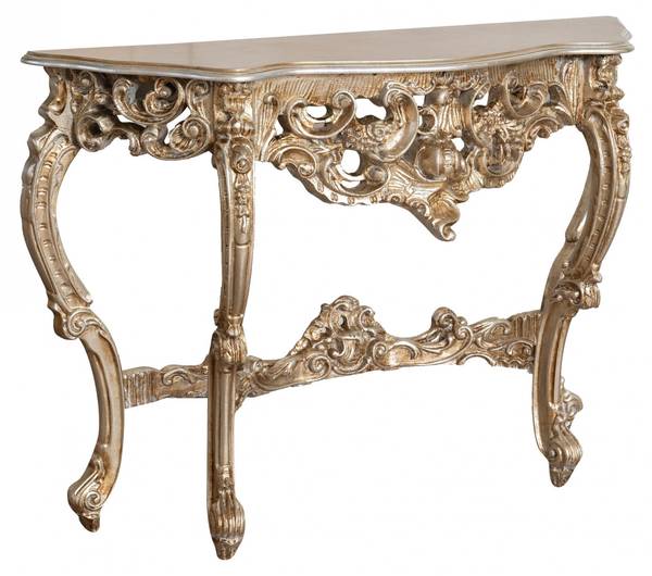 Console Haltafel BAROK II zilver - massief hout - 38 x 87 x 125 cm