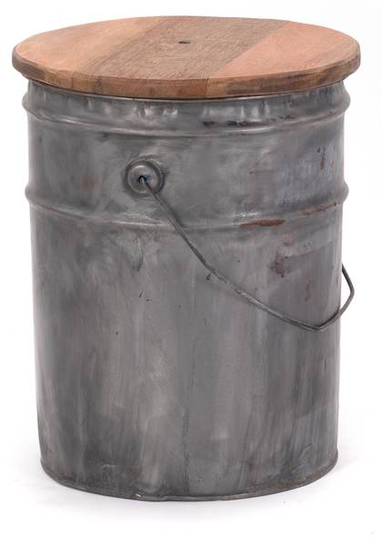 Beistelltisch  BARREL Silber - Massivholz - 30 x 40 x 30 cm