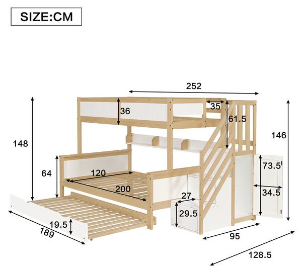 Stockbett K-1320 Weiß - Holzwerkstoff - 129 x 148 x 252 cm