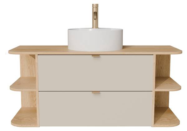 Einzelwaschtisch LAVENA Beige - Braun - Holz teilmassiv - 120 x 50 x 46 cm