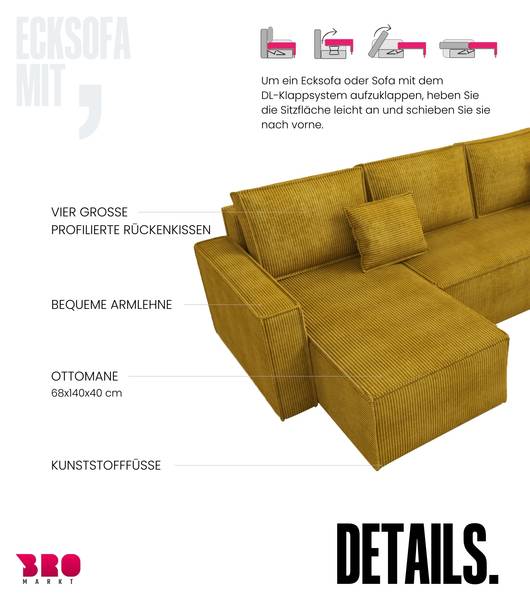 Wohnlandschaft Dexter U Gelb
