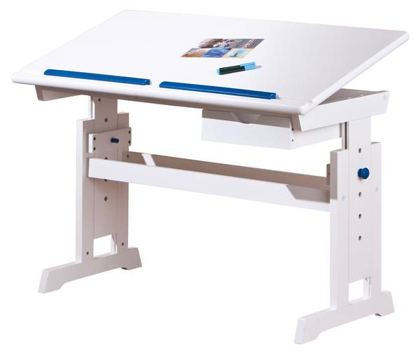 Schreibtisch Batur Weiß - Holz teilmassiv - 109 x 63 x 55 cm