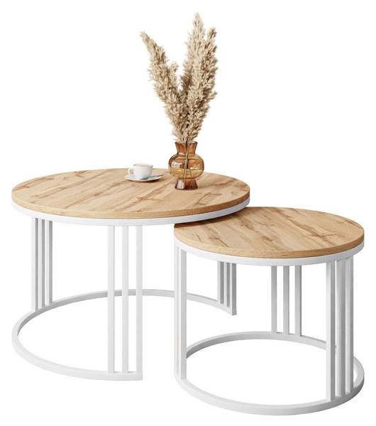 Salontafel 2in1 LORI LOFT Wotan eikenhouten look - wit
