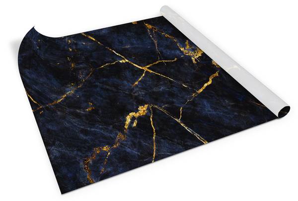 Möbelfolie Blauer Marmor Schwarz - Kunststoff - 100 x 50 x 50 cm