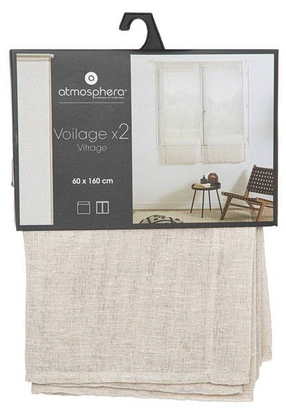 Transparenten Stoffen FRED 2er-Set Weiß - Textil - 160 x 1 x 60 cm
