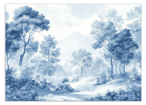 Fotobehang weg door het bos 150 x 105 cm