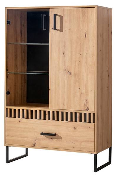 Highboard LAMELIX Braun - Stahl - 90 x 143 x 40 cm