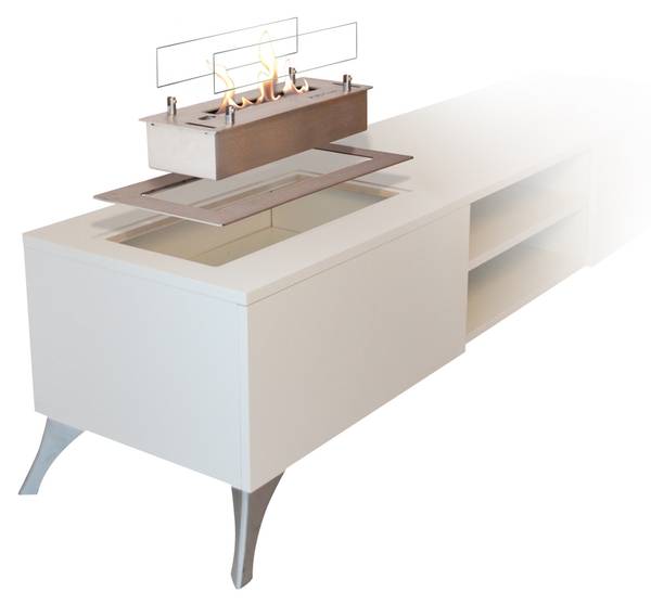 Ethanol-Kamin Ethanolbrenner L Schwarz - Edelstahl - 70 x 1 x 40 cm