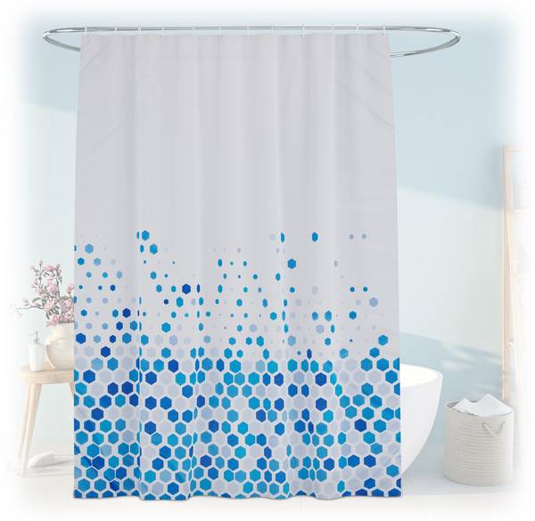 Rideau de douche 180 x 200 cm Bleu - Gris - Blanc