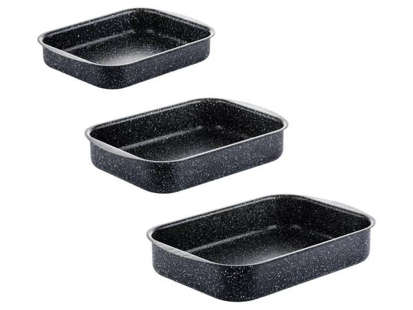 Auflaufform-Set Marble 3-teilig Schwarz - Naturfaser - 2 x 2 x 1 cm