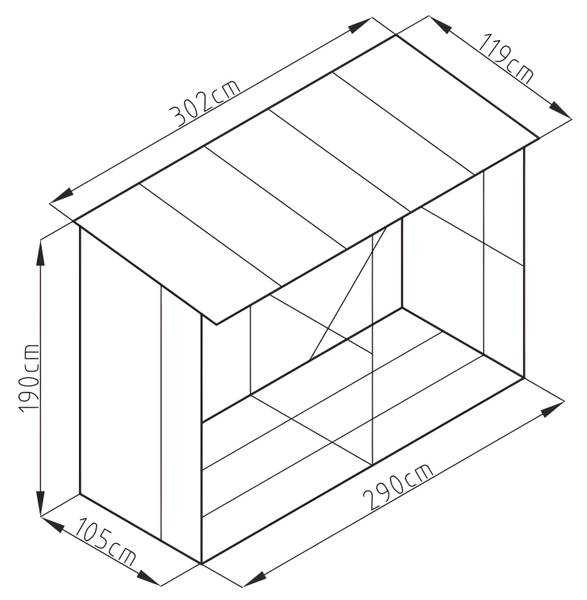 Kaminholzregal VARWOOD Grau - Metall - 105 x 190 x 290 cm