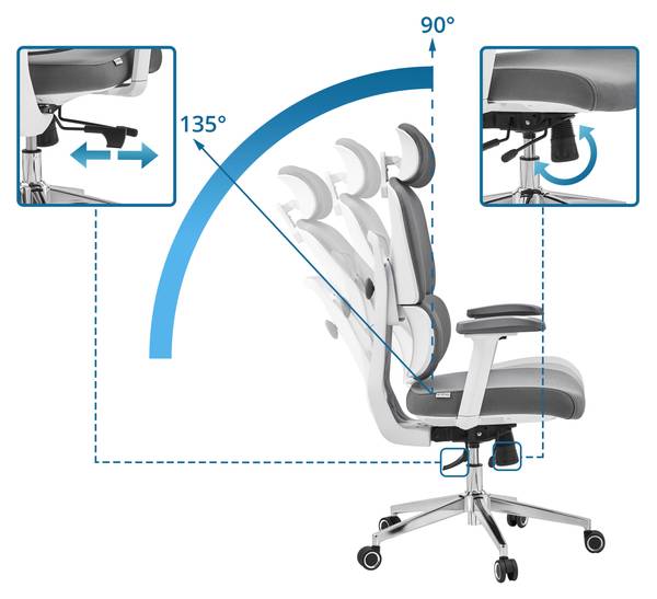 Bürostuhl Ergomy WF 2 Grau - Polyester - 67 x 132 x 68 cm